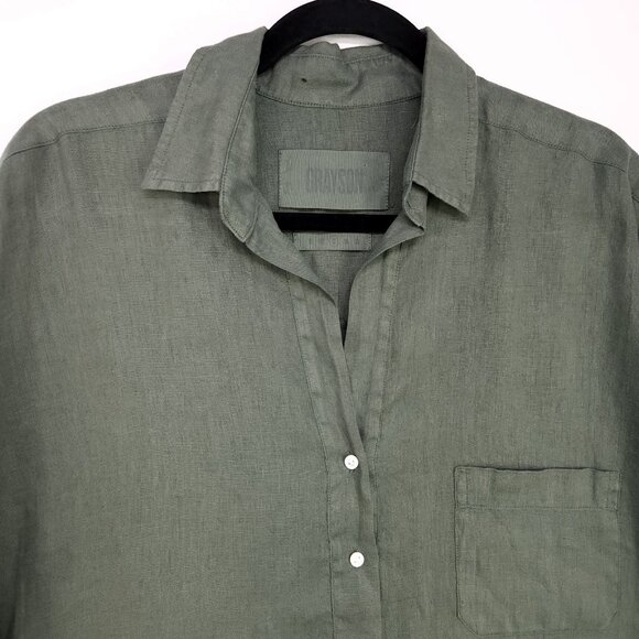 Grayson by Frank & Eileen Linen Shirt Womens Size 03 Half Button Front Top - Picture 11 of 13